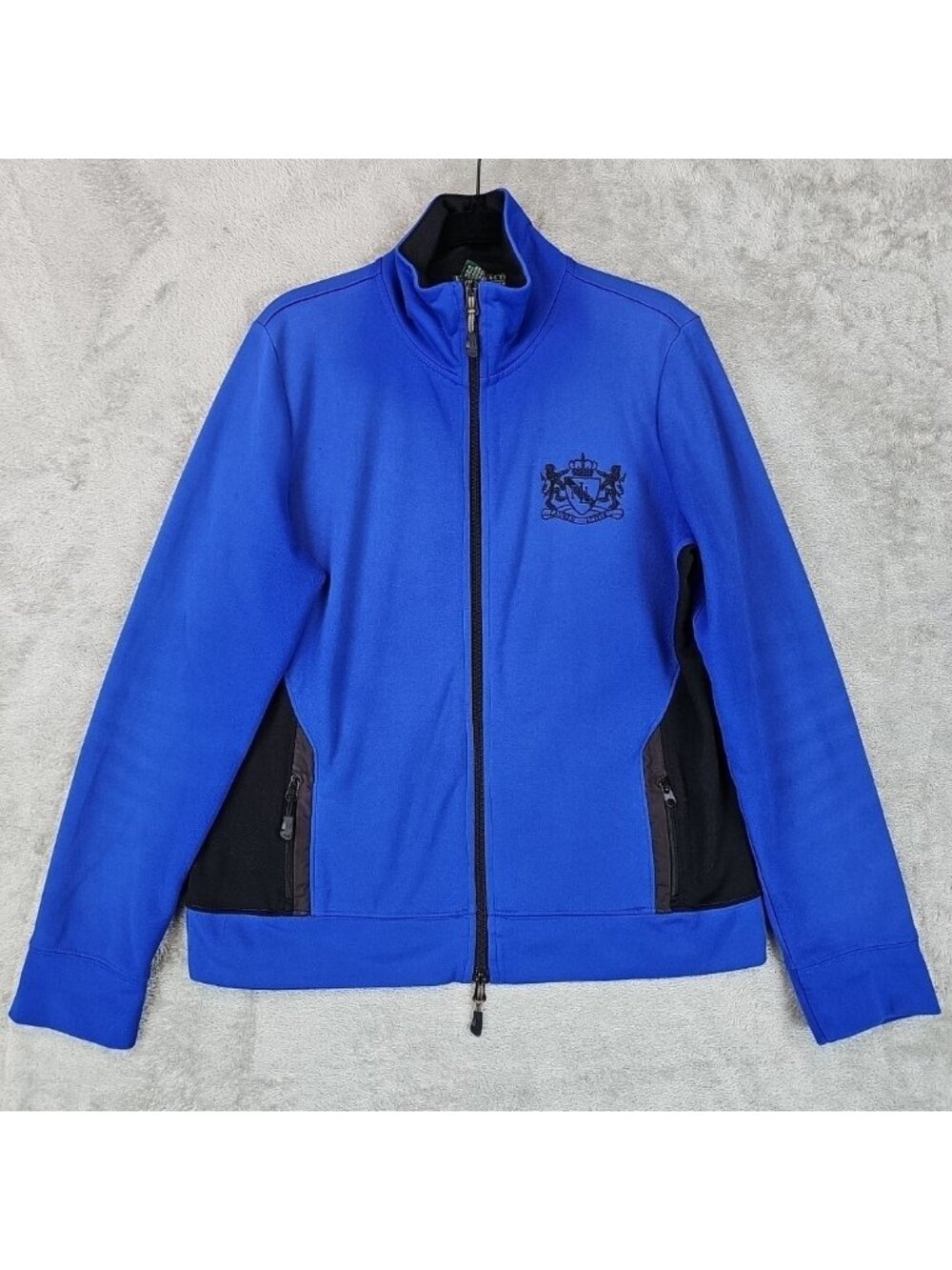 Lauren Active Ralph Lauren Track Jacket Womens M Blue Zip Crest Logo Athletic